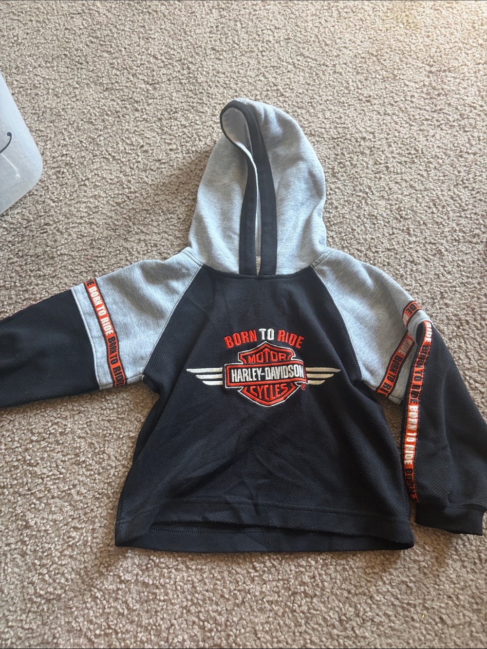B73 5t Harley-Davidson Kids Black & Gray Hooded Pullover with Orange Logo